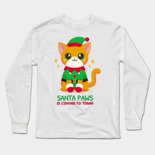 Elf Cat: Santa Paws Little Helper Long Sleeve T-Shirt